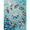 (30x40cm)DIY Pearl Painting Framed Lotus Fish Handmade Pearl Material Art Kit Living Room Decor