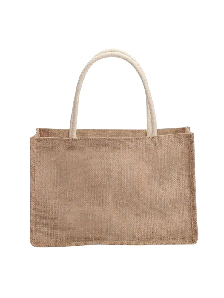 Burlap Tote Bags Blank Jute Beach Handbag Gift Bags with Handle (M)