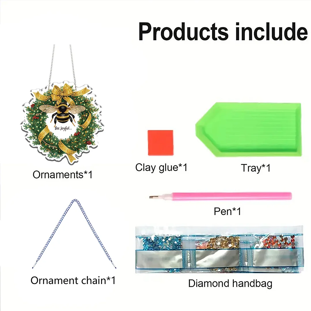 Bee 2D/Flat DIY Acrylic Special Shape Hanging Diamond Art Kits Wall Door Decor