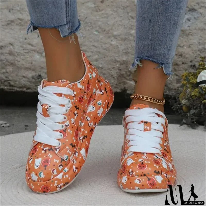 MidiSono - Lady Trendy Outdoor Casual Graffiti Lace-up Sneakers