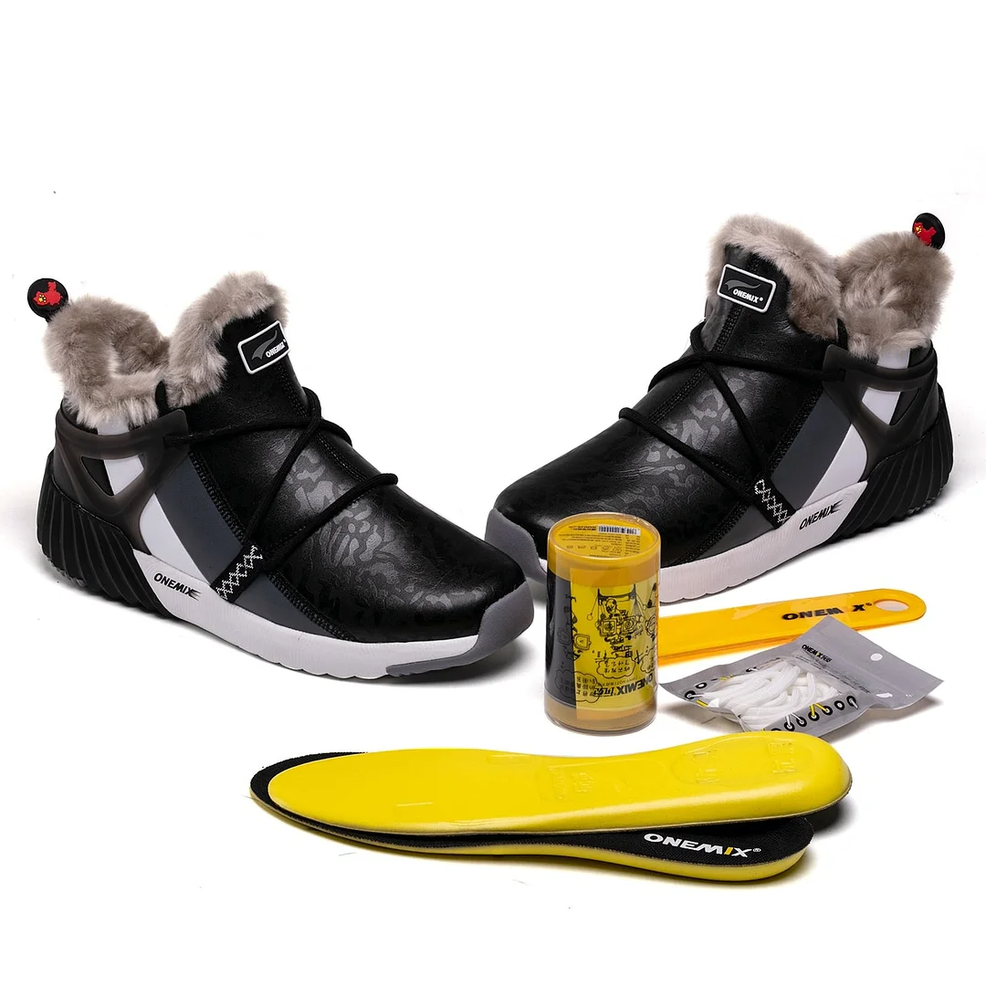 ONEMIX Anti season clearance Men Boots Casual Winter Sneakers Leather Vintage Comfortable Plush Snow Ankle Boots Walking Shoes