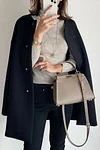 Elegant Solid Neckless Faux Woolen Coat