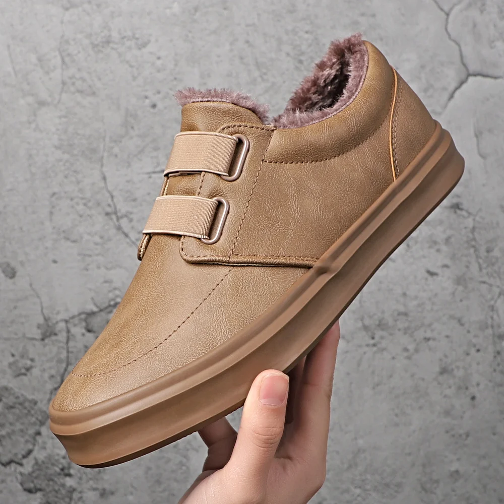 Yyvonne Men's Shoes Autumn And Winter New Cotton Shoes Casual Leather Shoes Fashion Soft Soles Pedal Shoes Men's Cotton Shoes