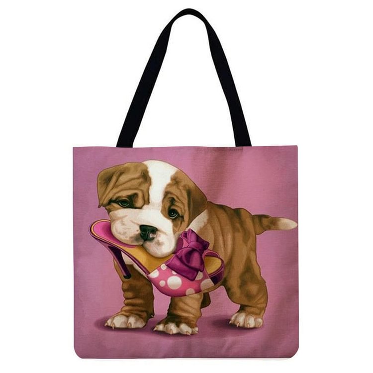 Cartoon Puppy - Linen Tote Bag