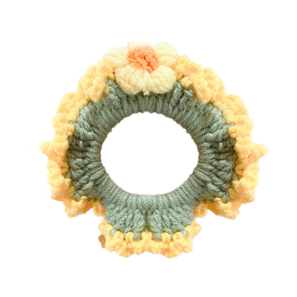 

Cute Knitted Scrunchies Elastic Hair Ties Women Flower Ponytail Holder Rope, Green, 501 Original