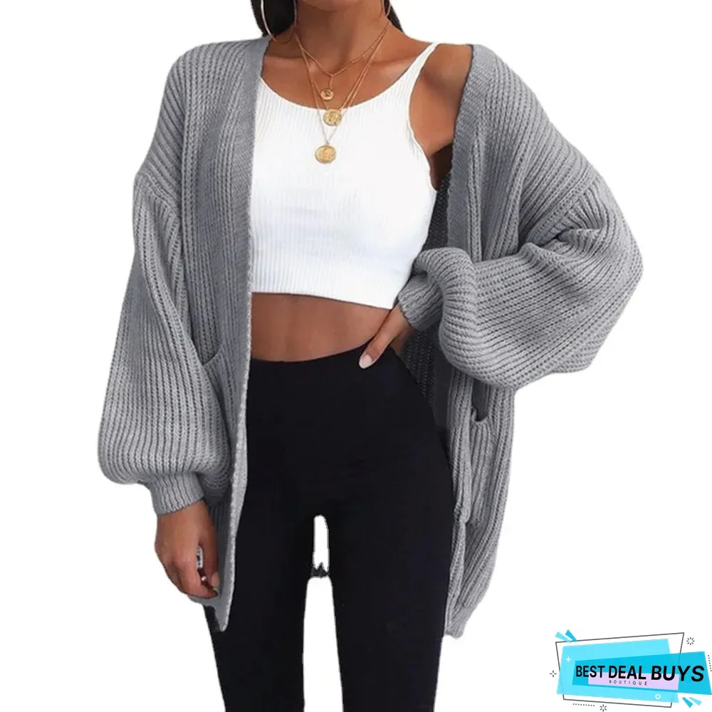 Loose-Colored Long Cardigan In European and American Sweaters