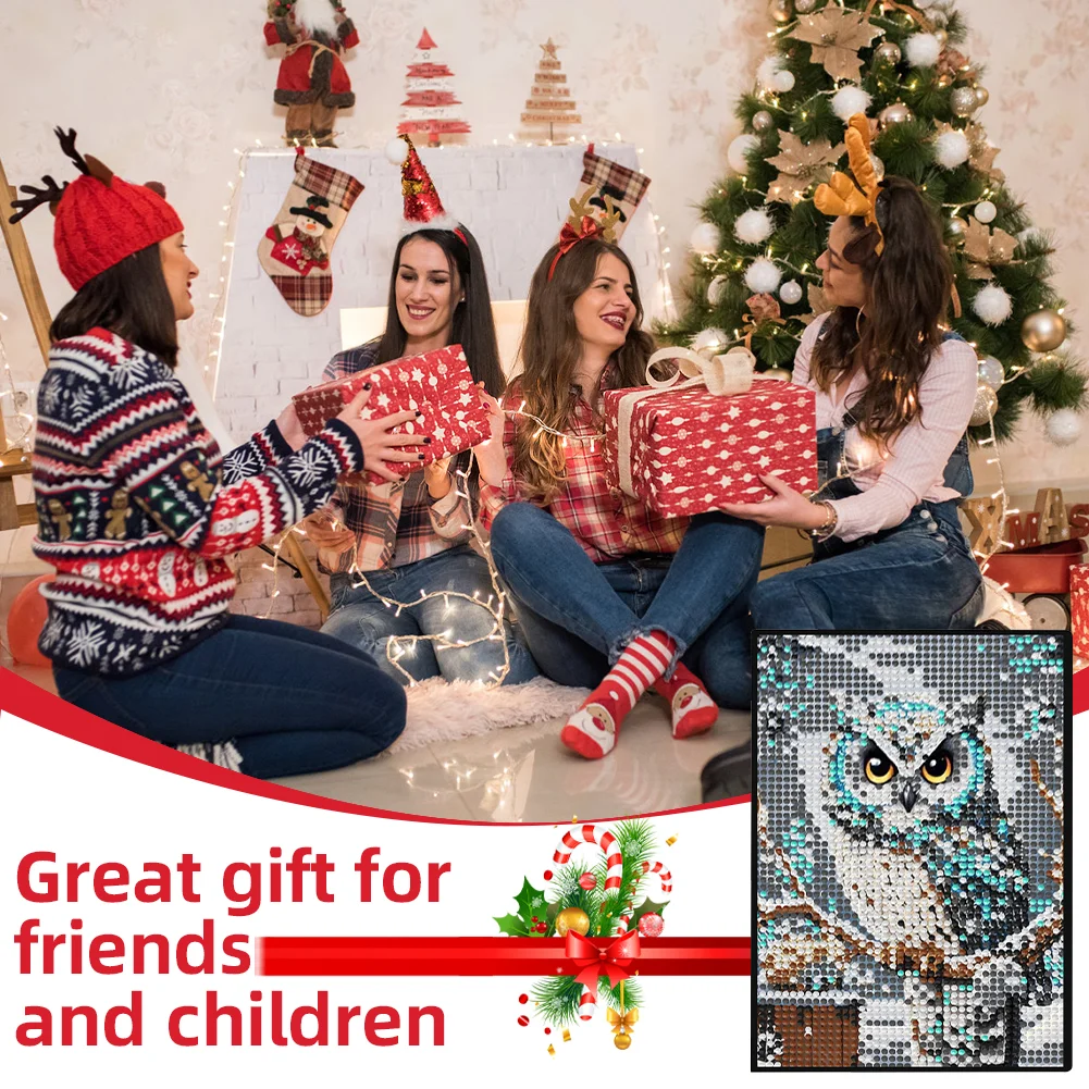 5D DIY Owl Diamond Art Painting Notebook Kit Crystal Notepad Sketchbook Gifts