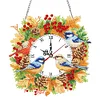 2D Flat DIY Fall Bird Acrylic Diamond Painting Clock Pendant Home Decoration