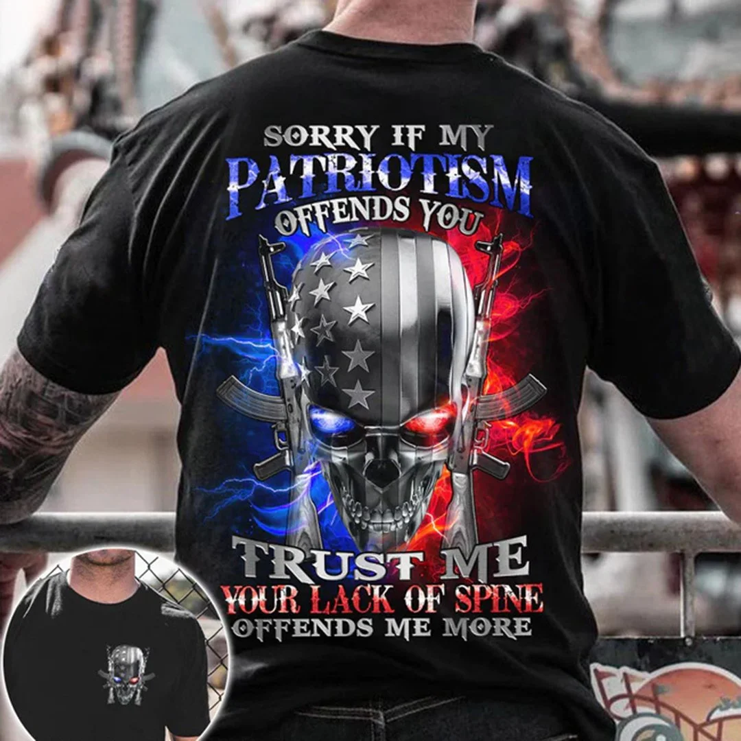 My Patriotism Creative Skull Smoke All Over Print Mens Short Sleeve T-Shirt