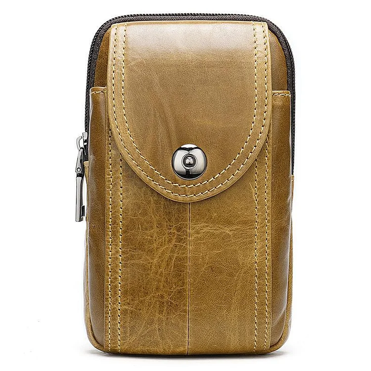 Men's Solid Color Leather Mini Belt Bag