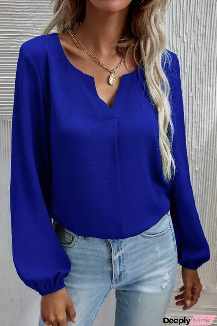 V Neck Long Sleeve Blouse