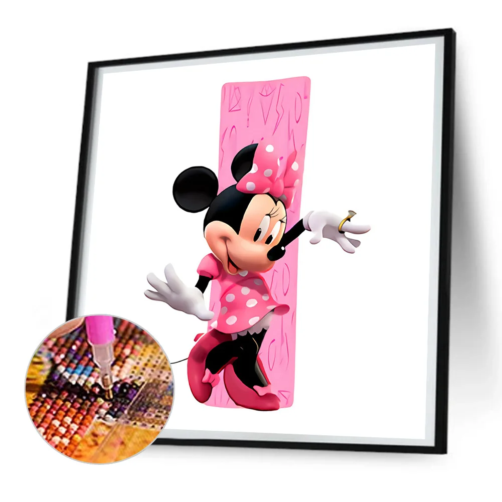 Full Round Diamond Painting 30*30cm - Minnie Mouse And The Letter I
