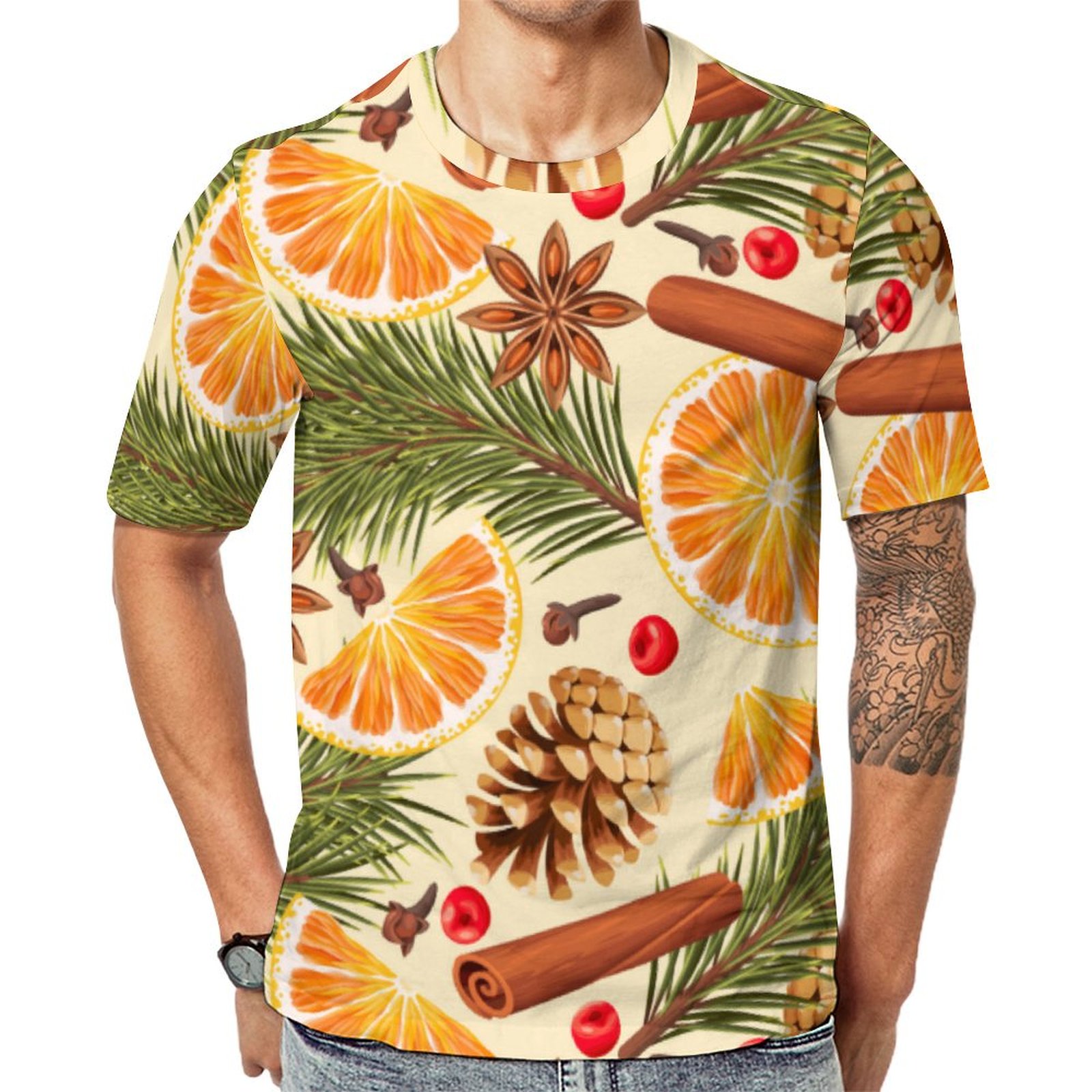 Merry Christmas Citrus And Spice Short Sleeve Print Unisex Tshirt Summer Casual Tees for Men and Women Coolcoshirts