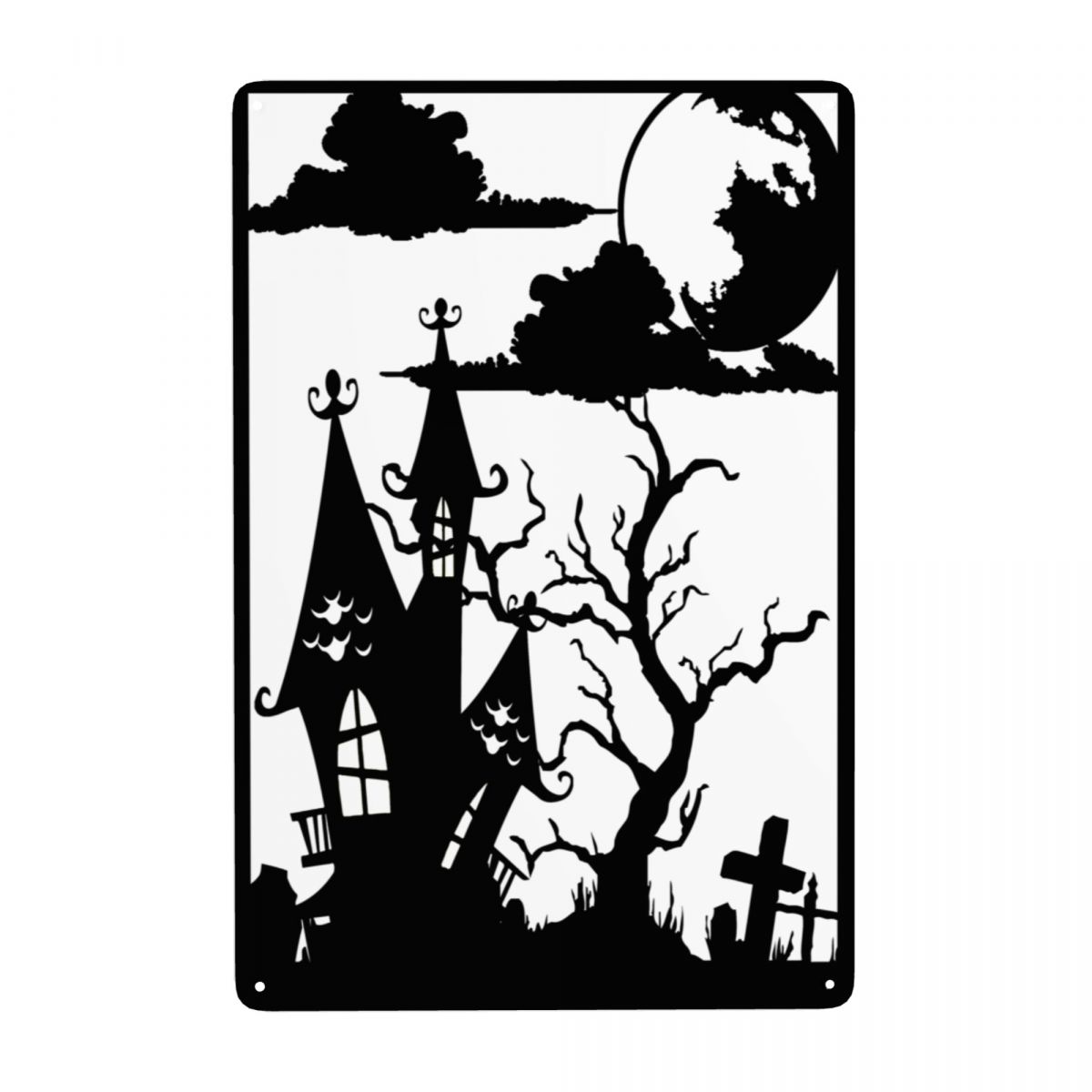Halloween Haunted House Decorative Metal Signs 12x8 Inches