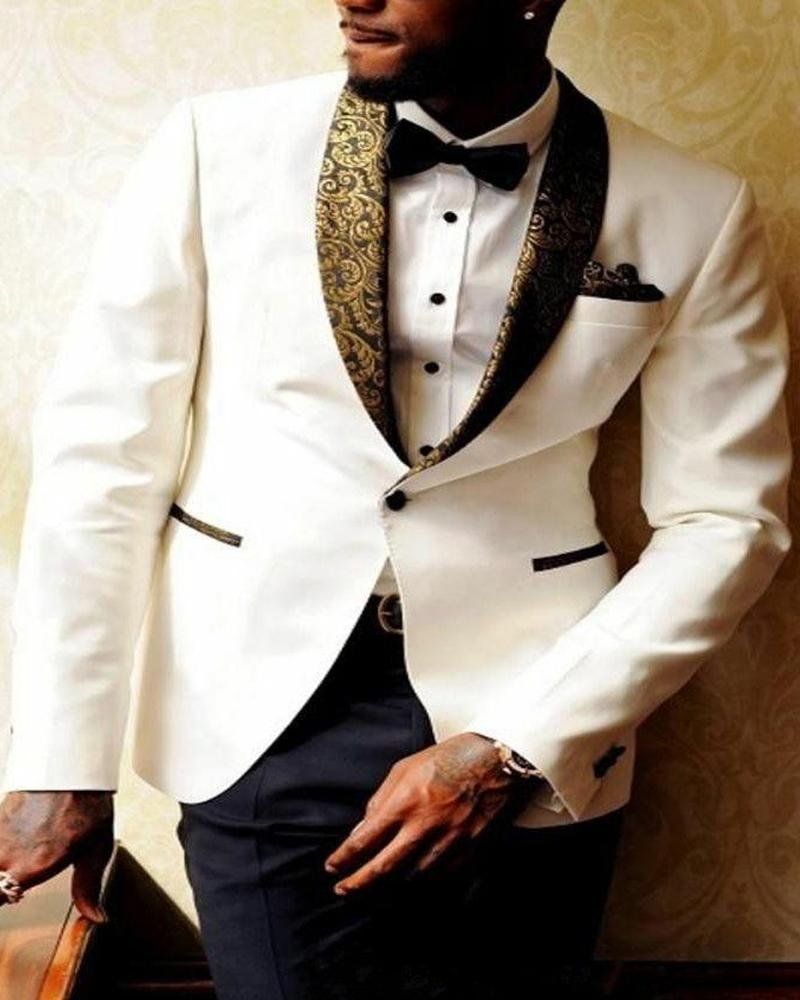 Men's Casual White Shawl Collar Elegant Blazer