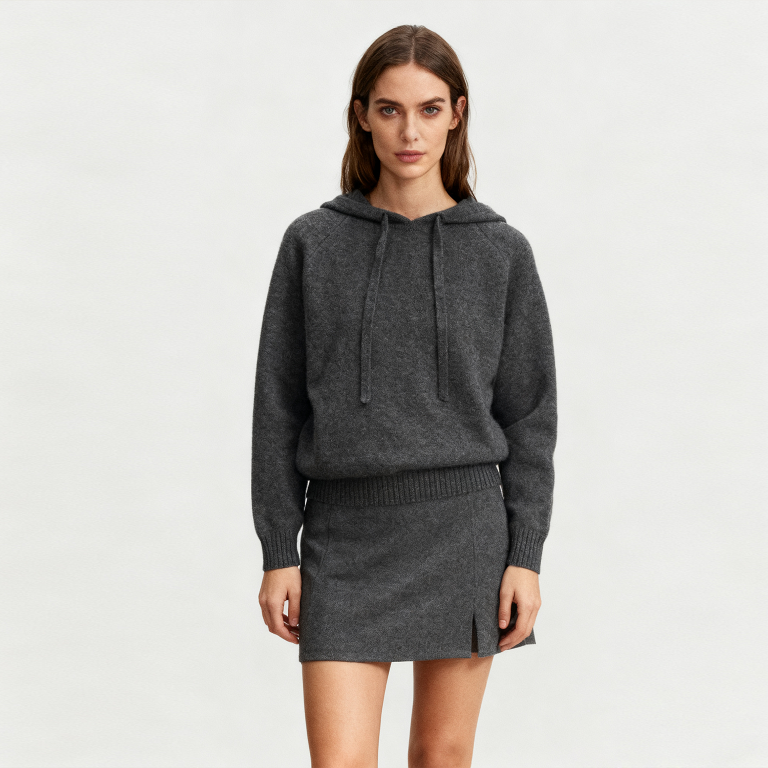 Women's Premium Hooded Cashmere Knit Sweatshirt-Style  REAL SILK LIFE