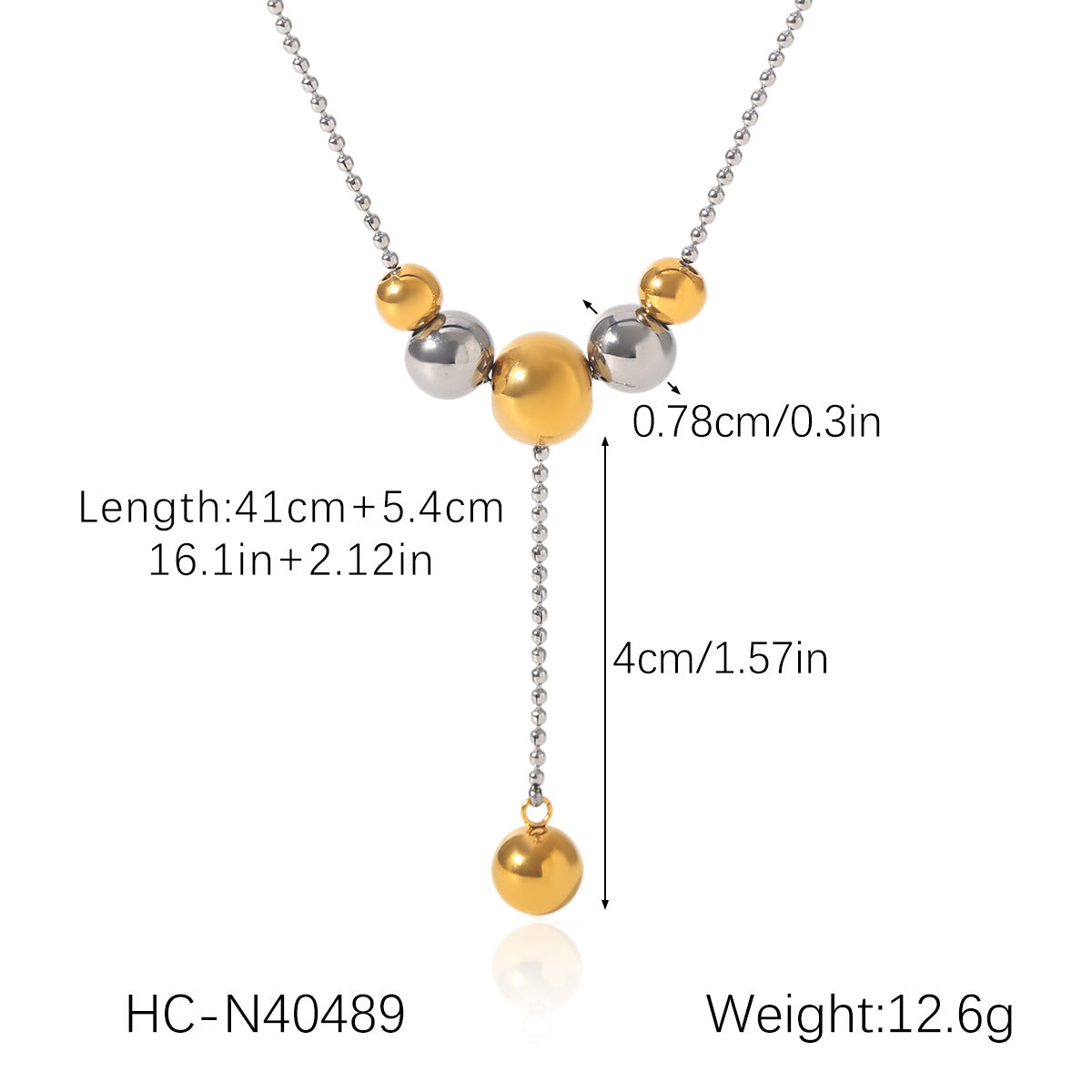 Color Matching Round Bead Necklace Tassel Y Chain 18K Gold Stainless Steel Clavicle Chain Titanium Steel Necklace