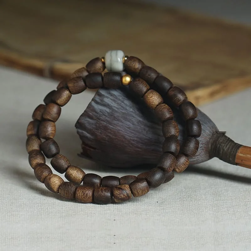 Agarwood Tibetan Old Spirit Bone Balance Strength Double Wrap Bracelet