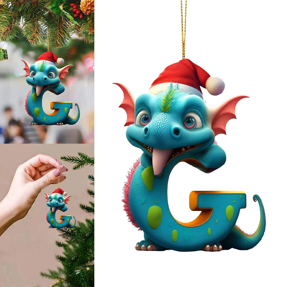Christmas Cute Dragon Pendants Acrylic Letter Shaped Exquisite for Xmas Tree Car
