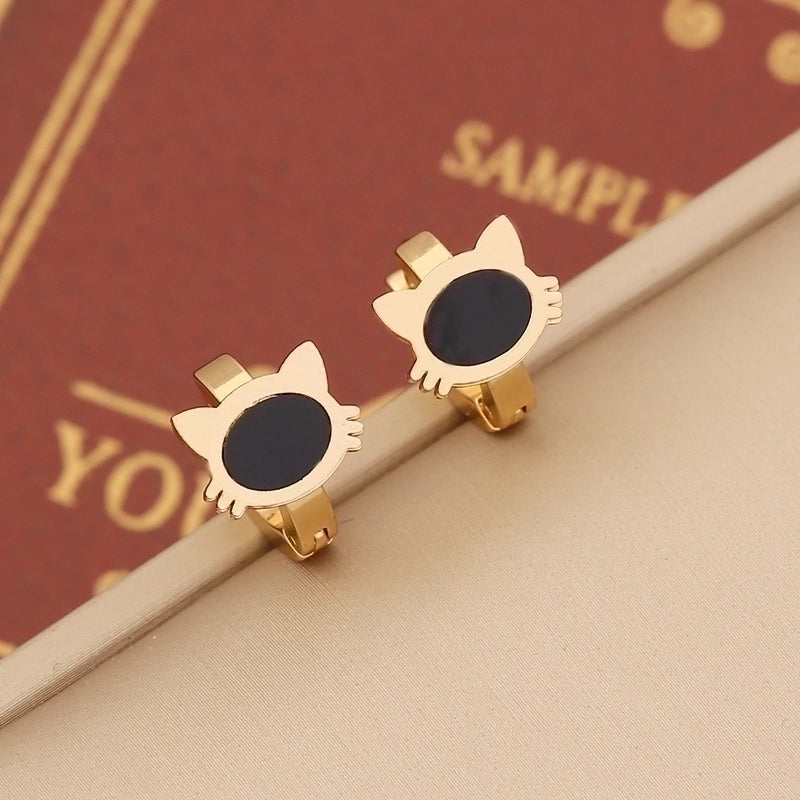 1 Pair Retro Commute Geometric Star Enamel Stainless Steel 18K Gold Plated Ear Studs
