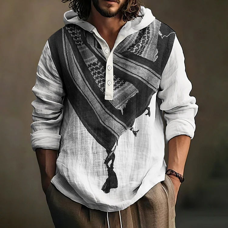 Hope Peace Forever And Be Freedom Casual Linen Hooded Shirt
