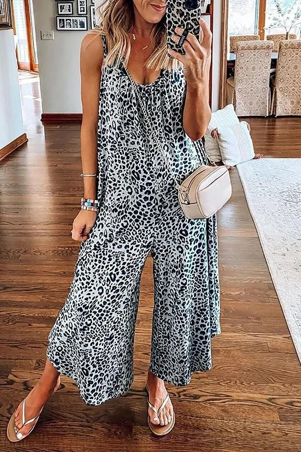 Stylish Leopard Print Sling Jumpsuit