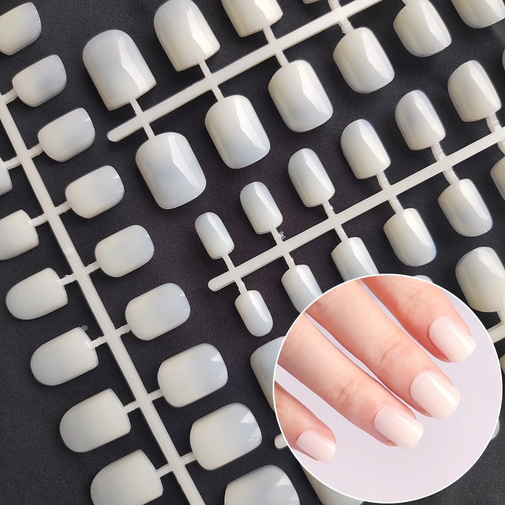 5 Sets Of 24 Pieces Per Unit Round Colored False Nails Tips Full Cover 10 Size Fake Nails For DIY Acrylic Press On Nail Tips-Nail Inspo