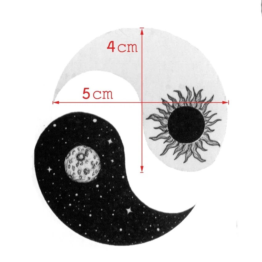 Sun and Moon Yin and Yang Waterproof Temporary Tattoos Sticker For Men And Women Body Art Tattoo Beauty Temporaryt Tatoo