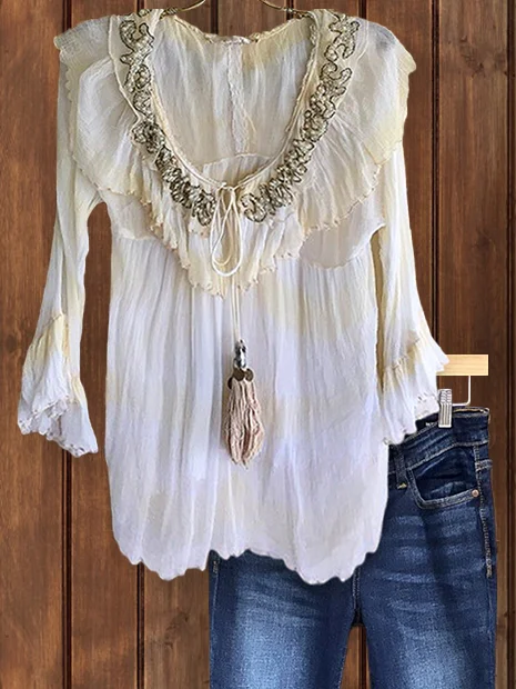 Elegant Heavy Embroidery Pearl Top