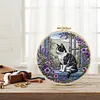 Window Cat-DIY Embroidery Kit with Pattern Cotton Threads Needles Hoop 30*30cm