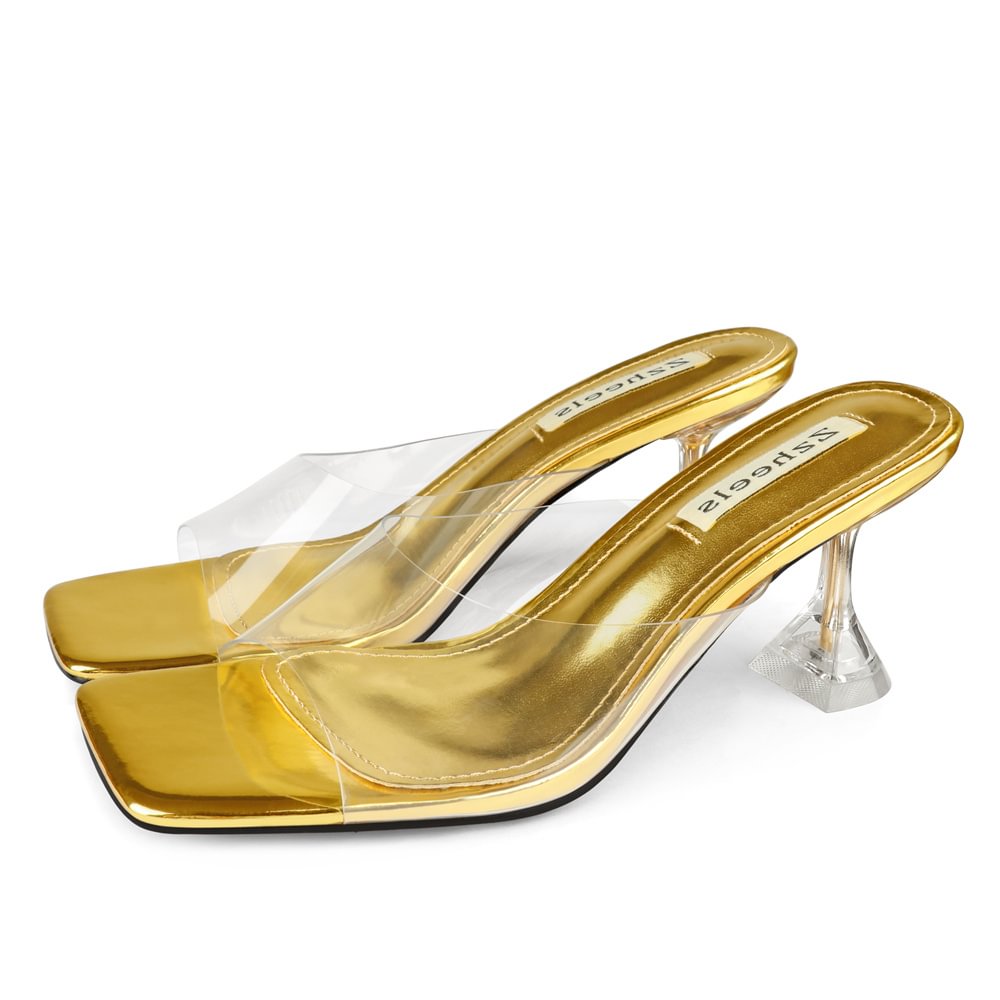 7cm/2.76''  Transparent Low Heeled Sandals Women's Slippers