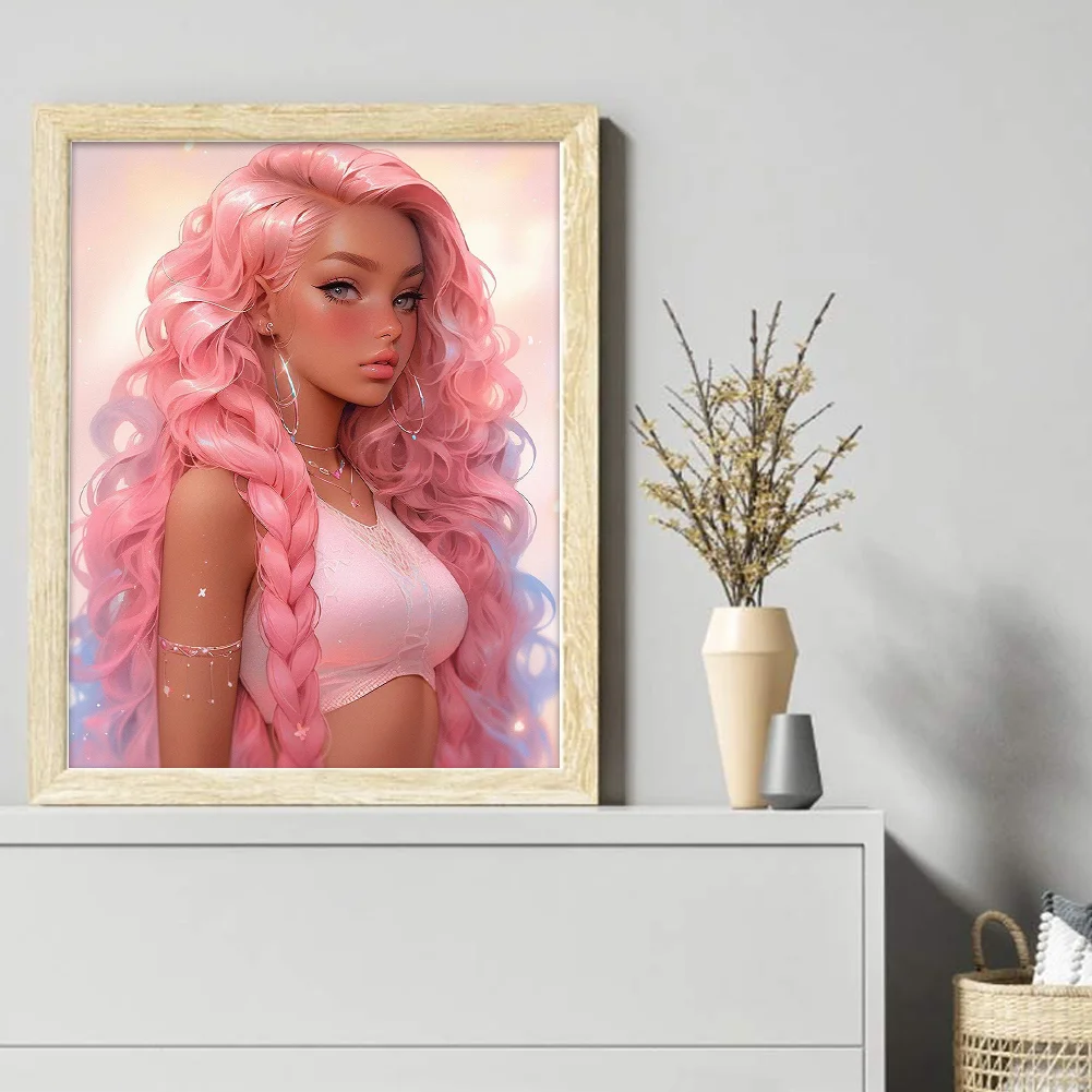 11CT Full Stamped Cross Stitch - Girl(Canvas|50*50CM)