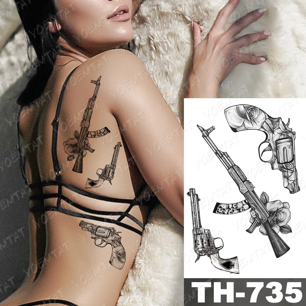 Waterproof Temporary Tattoo Stickers Fox Dragon Wolf Monster Old School Lotus Peony Flash Tatto Women Men Body Art Fake Tattoos