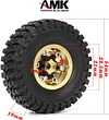 AMK RC Car Wheels Tires and 1.0in Brass Wheel Hub for 1/18 TRX4M 1/24 Axial SCX24 Bronco/JLU/Deadbolt/Gladiator FMS RC Crawler Upgrade Parts