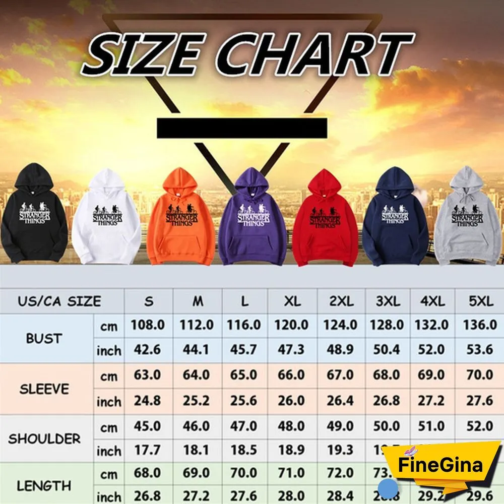 Fashionable Stranger Things Hooded Hoodies Trendy Men Women Oversized Pullover Sweatshirts