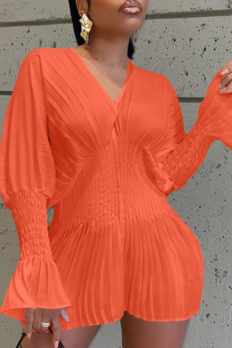 Casual Solid V Neck Cake Skirt Dresses(6 Colors)