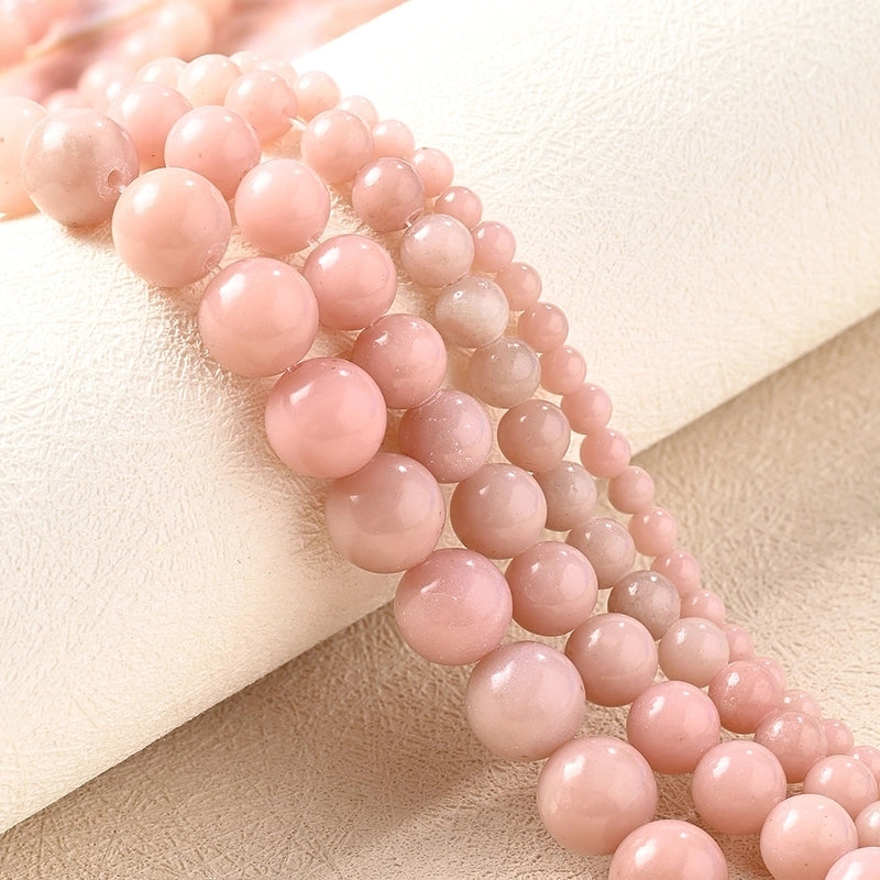 1 Strand/Package 10mm 6mm 8mm Hole Under 1mm Hole 1~1.9mm Natural Stone Pink Opal Simple Solid Color Polished Beads