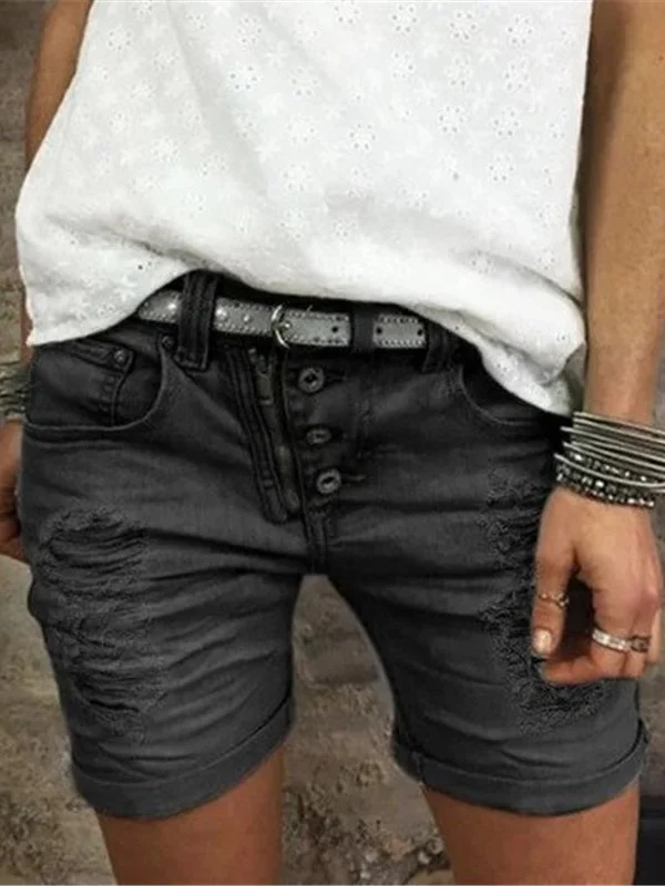 Slim mid-rise shorts gray high-rise dark jeans