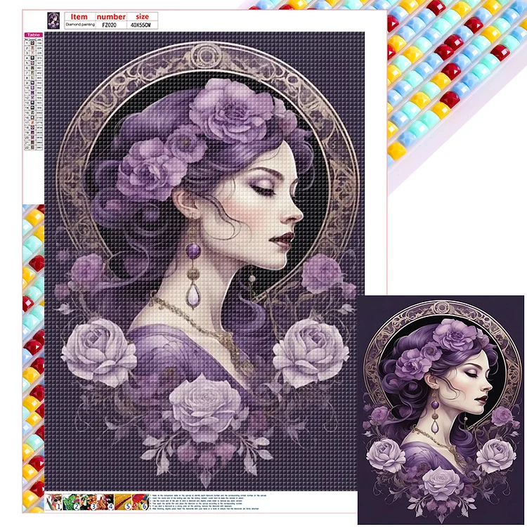 Full Square Diamond Painting - Purple Flower Woman 40*55CM