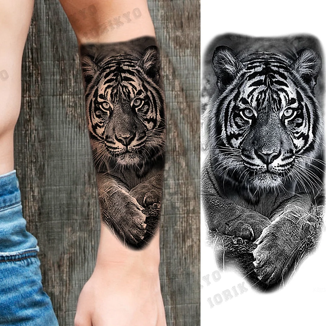 Realistic Devil Skeleton Temporary Tattoos For Men Adult Women Wolf Compass Gangster Fake Tattoo Washable Body Art Tatoo Sticker