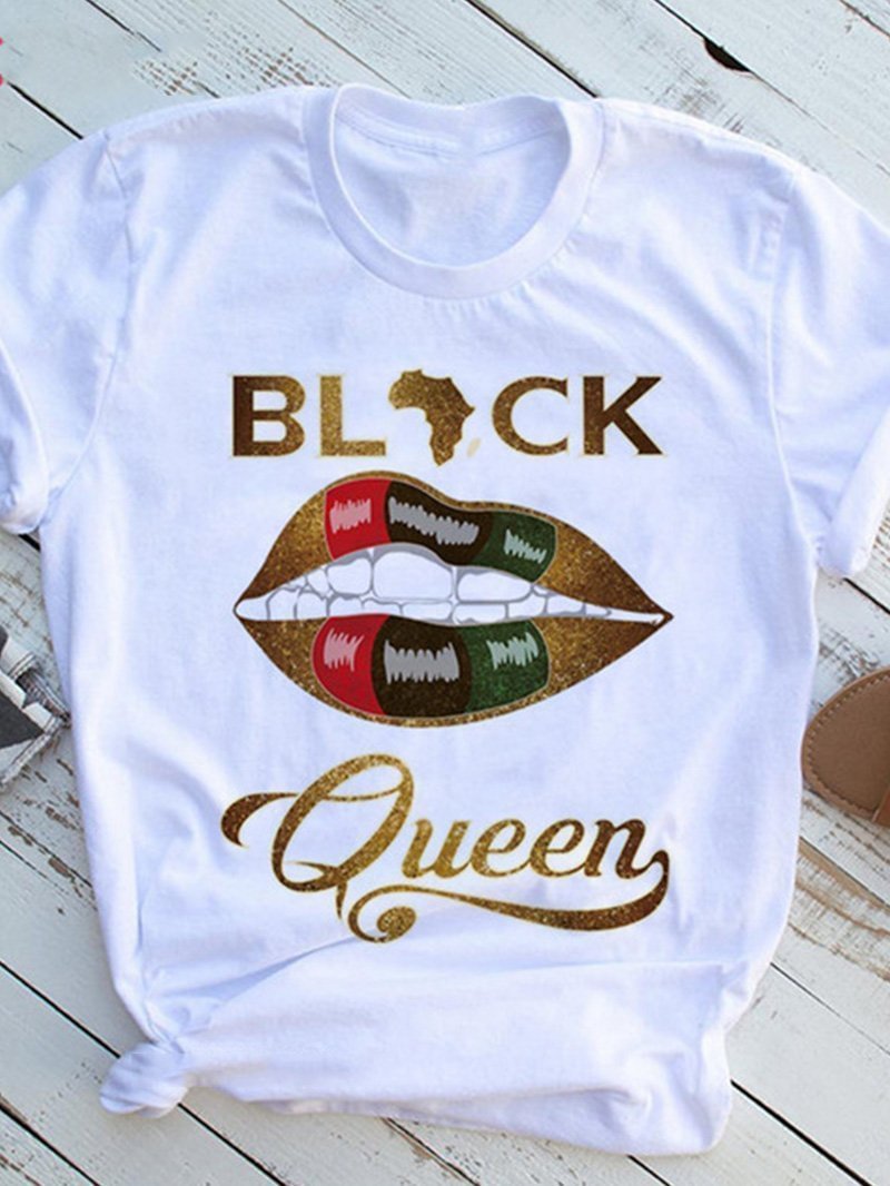 Black Queen Lip Tee Short-sleeved T-shirt
