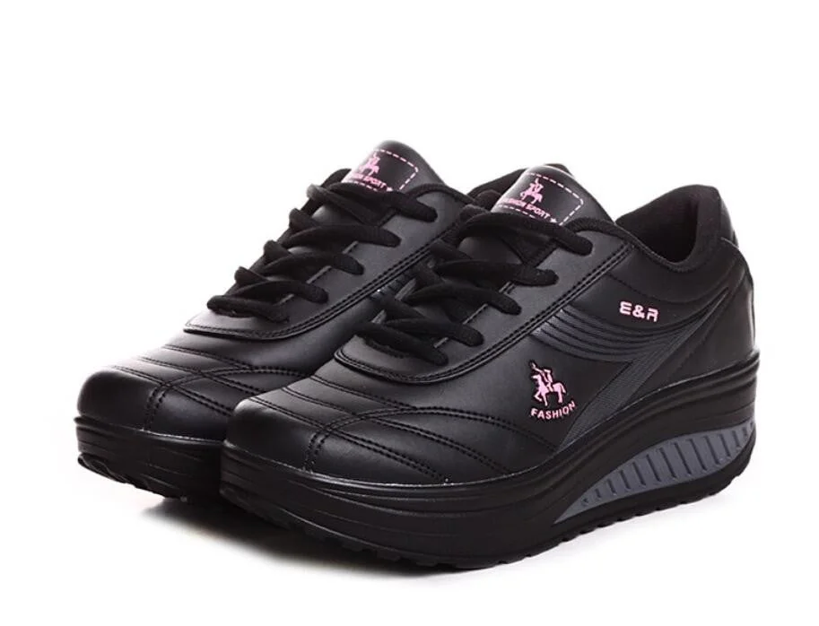 WGZNYN 2022 Platform Sport Shoes For Women Sneakers Pu Leather Breathable Comfortable Fashion Womens Walking Casual Shoes