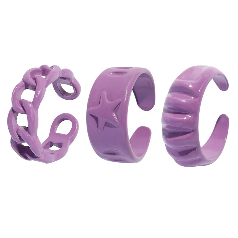 Dvacaman 2021 New Trendy Colorful Dripping Oil Resin Rhinestone Geometric Rings Hand-Painted Open Rings for Women Party Jewelry