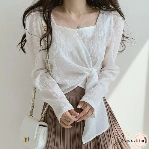 Joskka French Elegant Blouse Women Long Slevee Casual Vintage Female Blouse Loose Korean Style Chic Fall Outfits