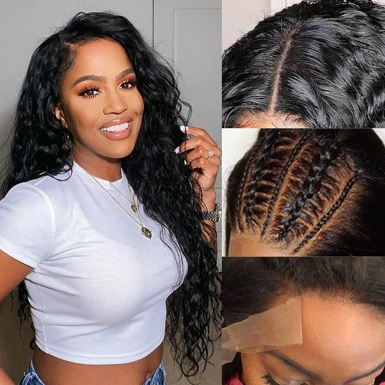 Silky Water Wave 13x4 Transparent Lace Front Human Hair Wig [LFW1004]