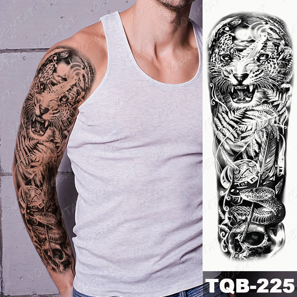 Large Arm Sleeve Tattoo Owl Angel Rose Waterproof Temporary Fake Tatoo Sticker Skull Fox Wings Men Women Full Totem Tatto Artes