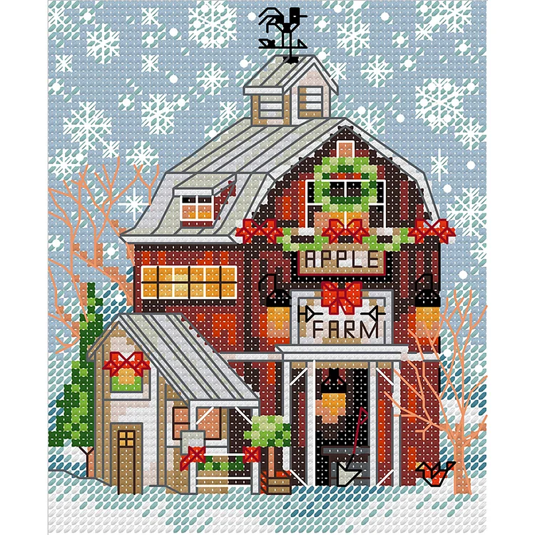 Joy Sunday Christmas  Landscapes 14CT Counted Cross Stitch 15*17 CM