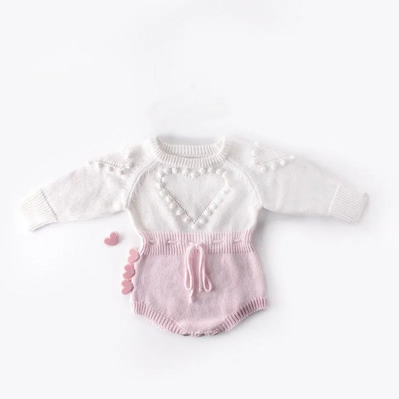 2020 Autumn Newborn Girls Jumpsuits Clothes Baby Knit Lotus Leaf Collar Rompers + Hat Knitted Long Sleeve Children Rompers