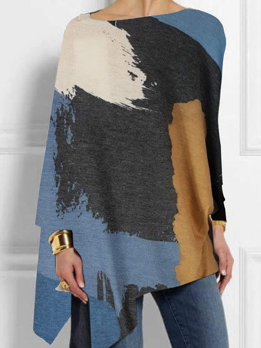 Women Long Sleeve V-neck Graphic Floral Printed Top