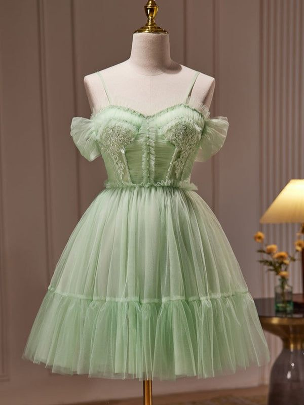 Lvs&Broner Tulle Off the Shoulder Sleeveless A Line Short Homecoming Dress